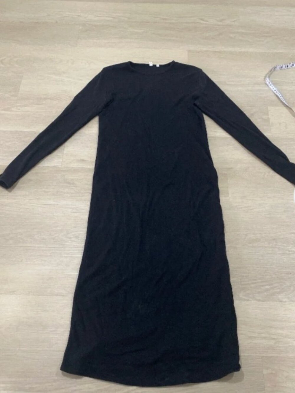 KOTN Black Long Sleeve Midi Dress 100% Egyptian Cotton Size Small / Medium